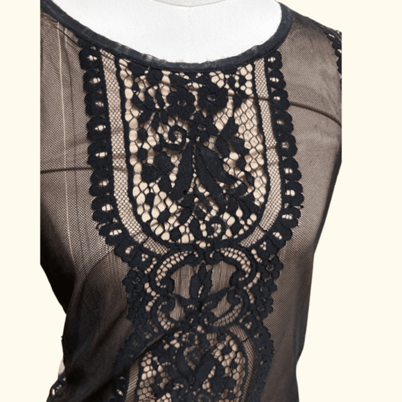 Max Studio Lace Tank Top | Black Cream | Size S | Vintage Y2K - Picture 2 of 3